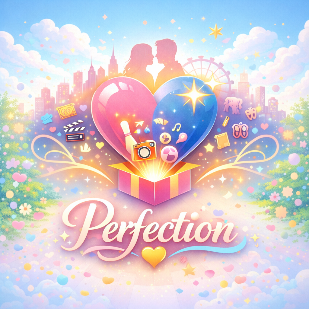 Perfection app concept artwork with a bright romantic brand treatment.
